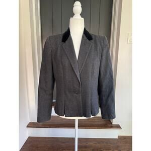 Vintage Sasson Gray Wool Blazer with Velvet Collar